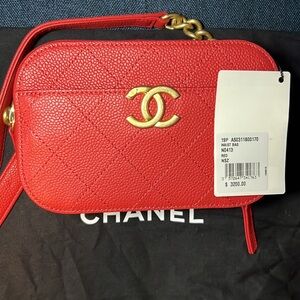 Chanel Red Leather Crossbody Bag